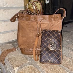 Brown real SUEDE crossbody bag.